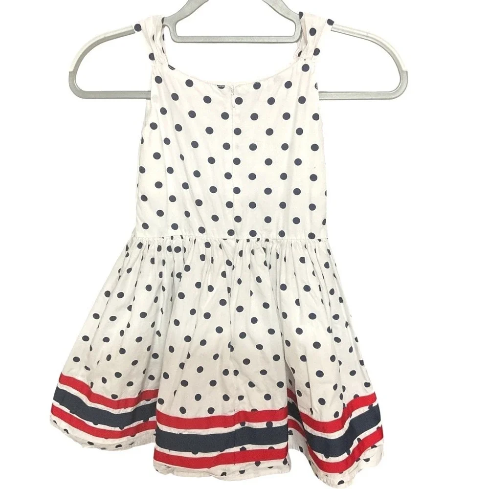 Gymboree Girls Colorblock Polka Dots Patriotic Sleeveless Dress Red Bows Size‎ 8